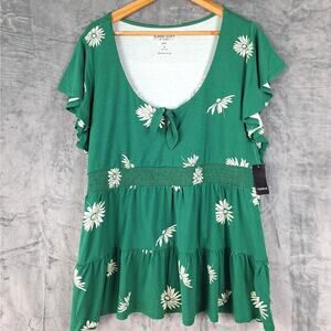 Torrid Top 3X‎ Super Soft Knit Babydoll Cottagecore Boho Floral Feminine NWT